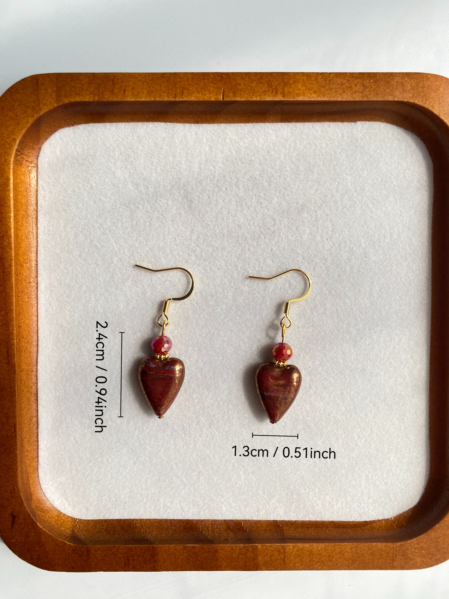 Vintage Red Heart Earrings