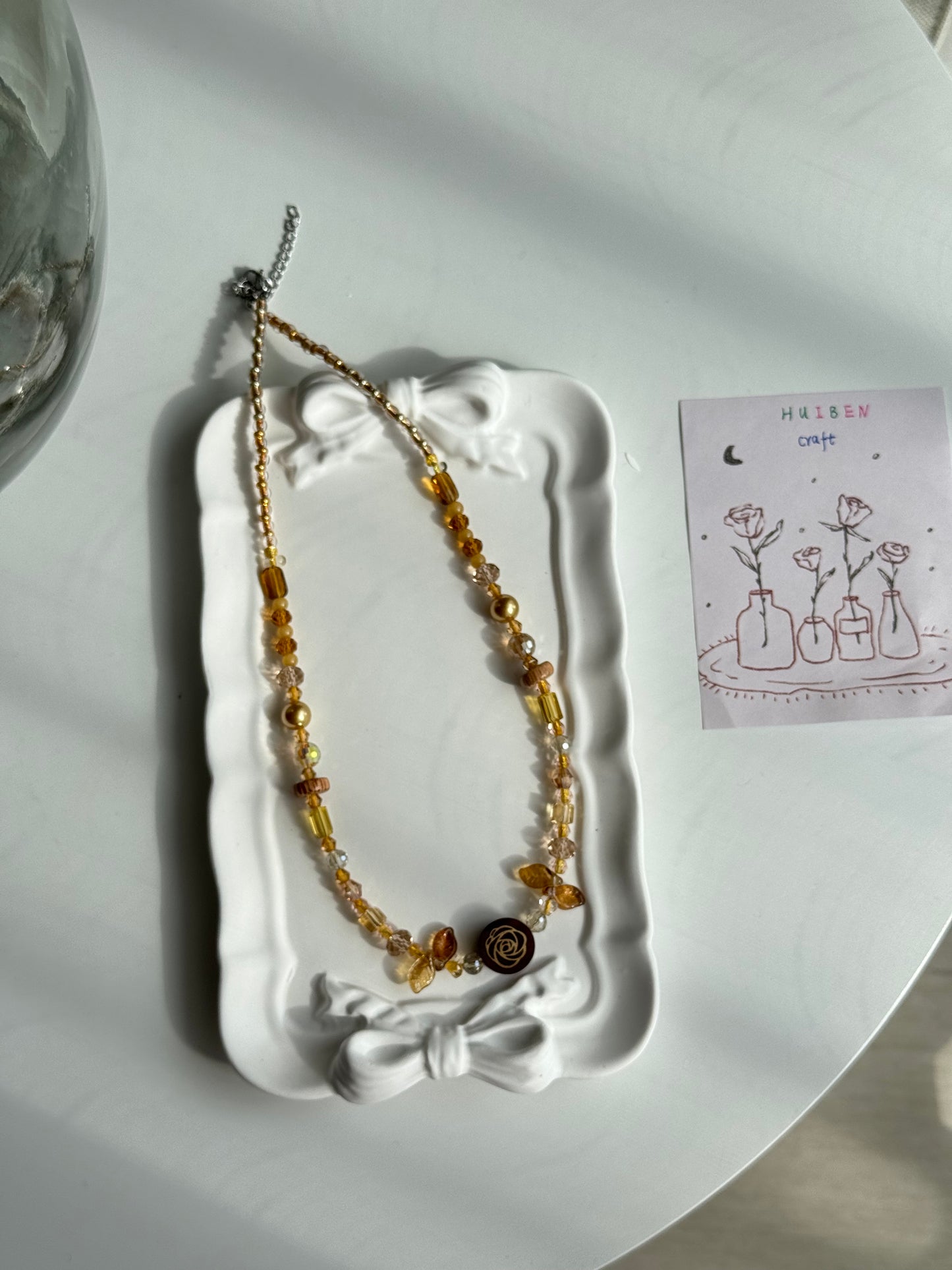 Wooden Rose Necklace|Handmade Necklace