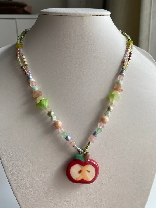 Adorable Apple-shaped Ceramic Pendant Necklace