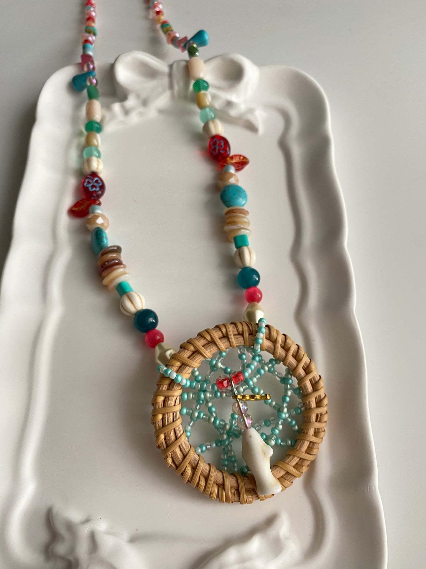 Exaggerated Dreamcatcher Pendant Ethnic-style Extra-long Sweater Necklace