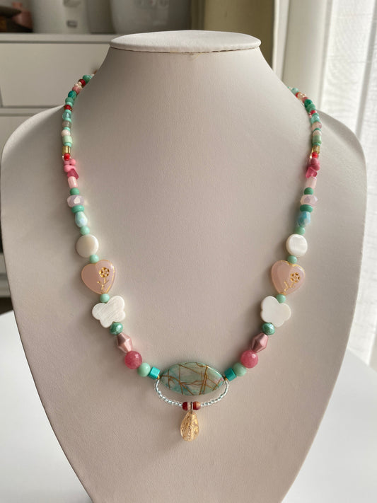 Ethnic-style Long Necklace with Butterfly and Heart Motifs