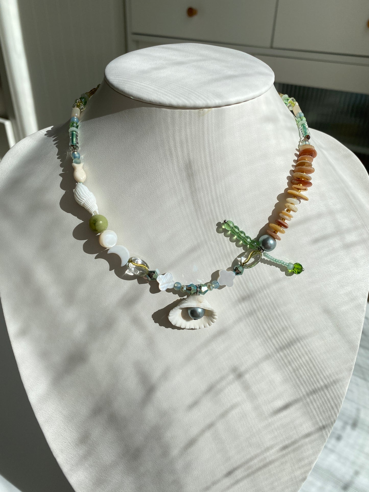 Light Green Seashell Element Vacation-style Necklace