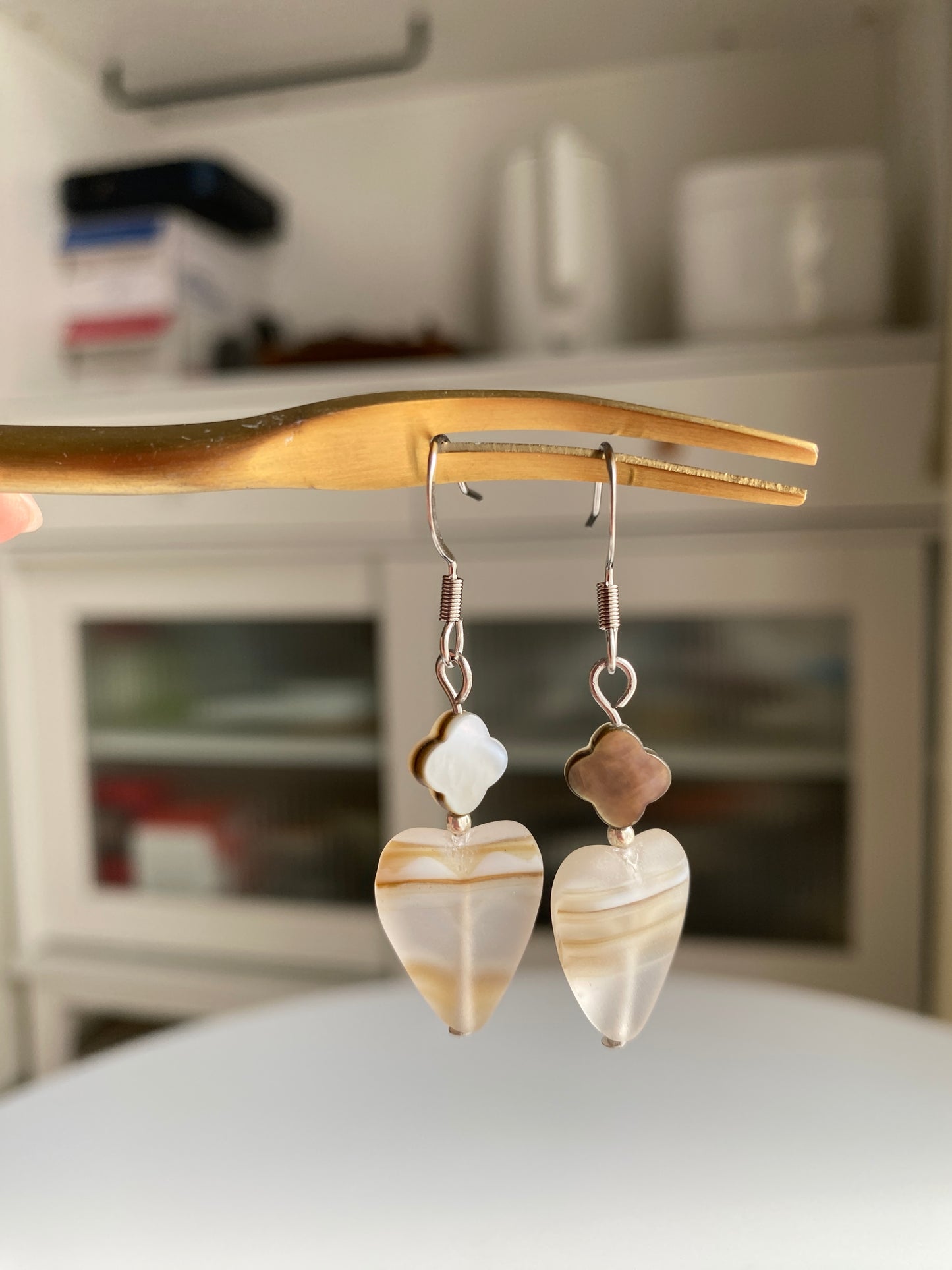 Black Seashell Heart Earrings