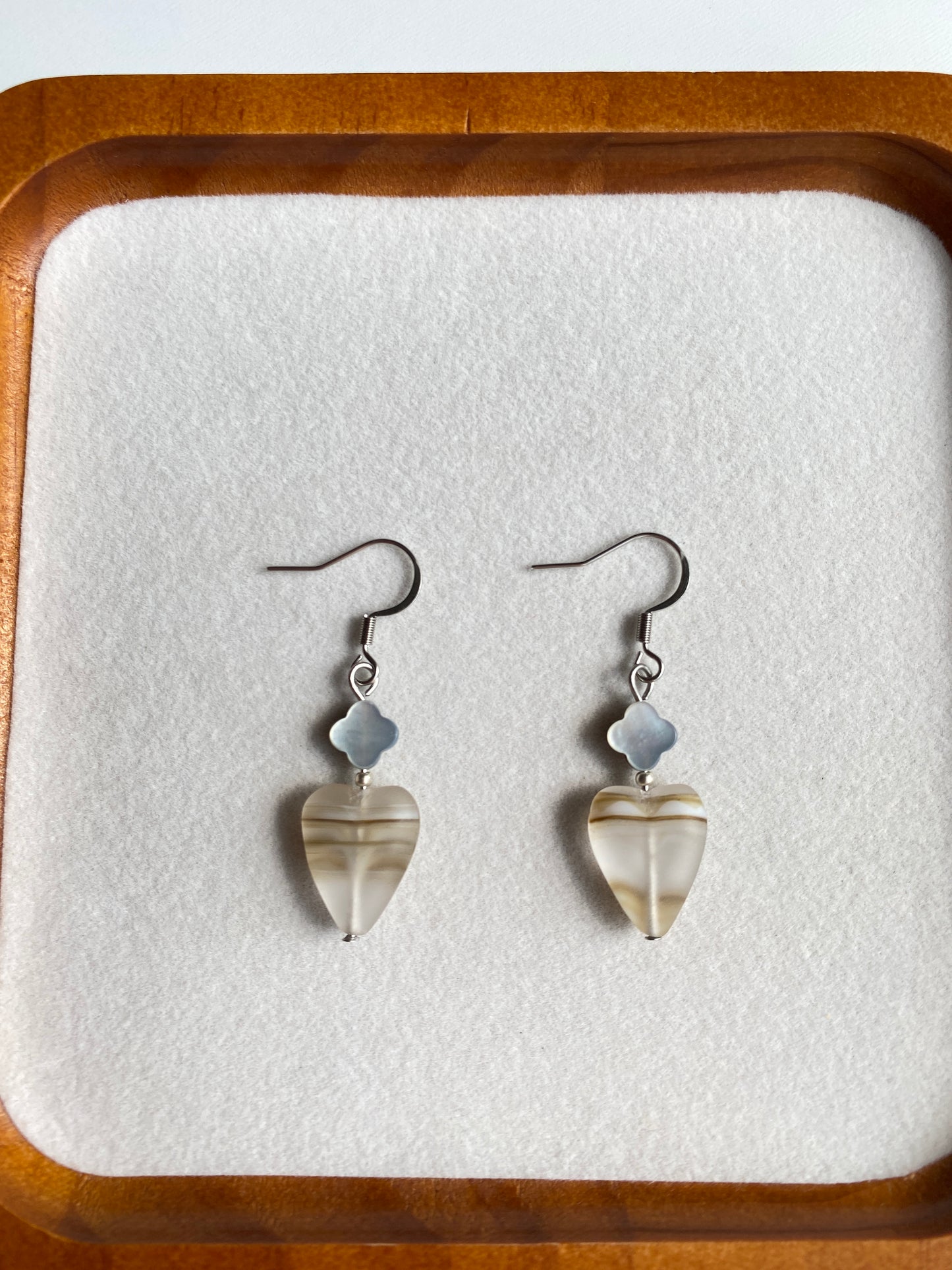 Black Seashell Heart Earrings