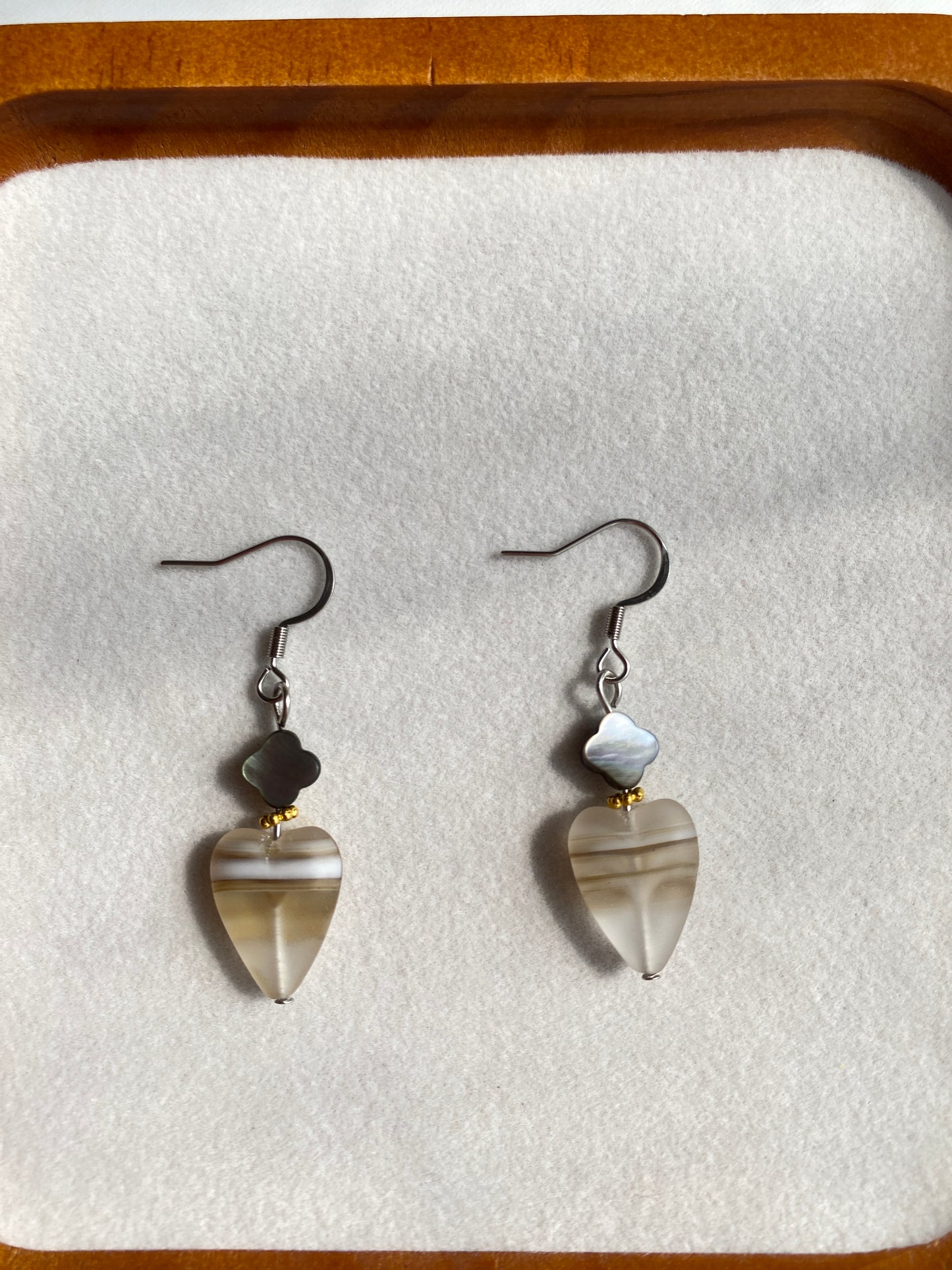 Black Seashell Heart Earrings