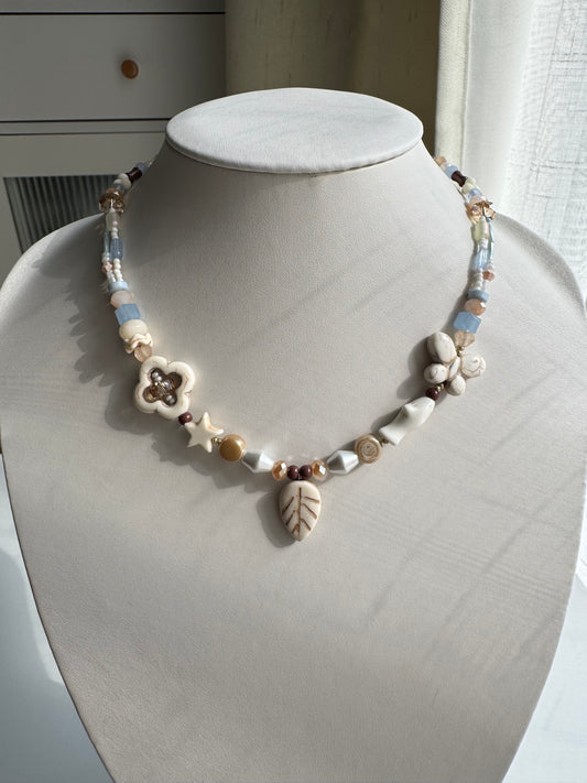 fallen leaf and butterfly elegant necklace